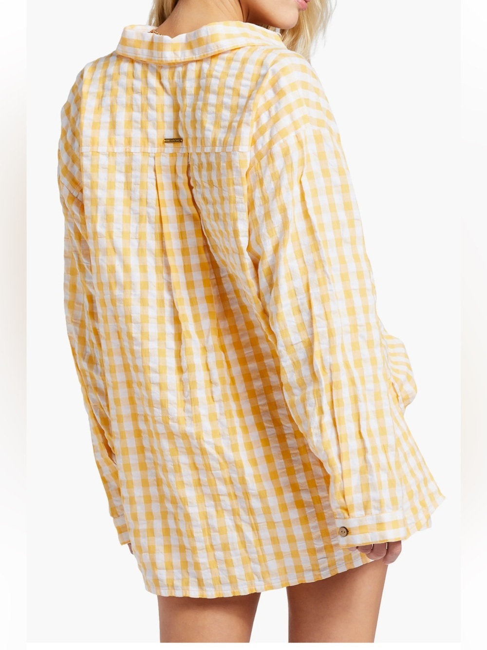 Billabong x Sun Chasers Oversized Button Up Gingham Checked Shirt - Picture 3 of 6